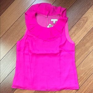 NWT J. Crew 💯% Silk Ruffle Neon Top